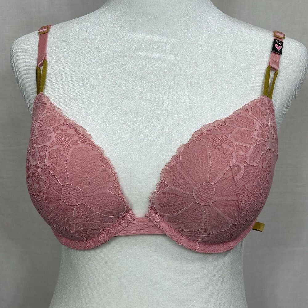 Victoria's Secret Sexy Tee Lace Push-Up Bra Pink Size 36B Underwire NWT